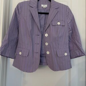 NEW Ann Taylor LOFT Petite 6P Lavender Striped Blazer 3/4 Sleeve Notch Lapel